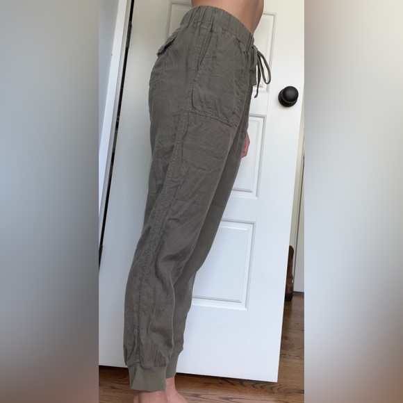 Grey/Green Jogger-Style Linen Pants - Picture 3 of 8